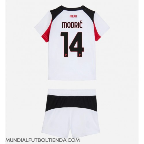 Camiseta AC Milan Luka Modric #14 Segunda Equipación Replica 2025-26 para niños mangas cortas (+ Pantalones cortos)